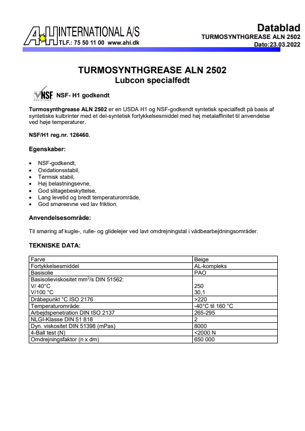 

Turmosynthgrease ALN 2502


